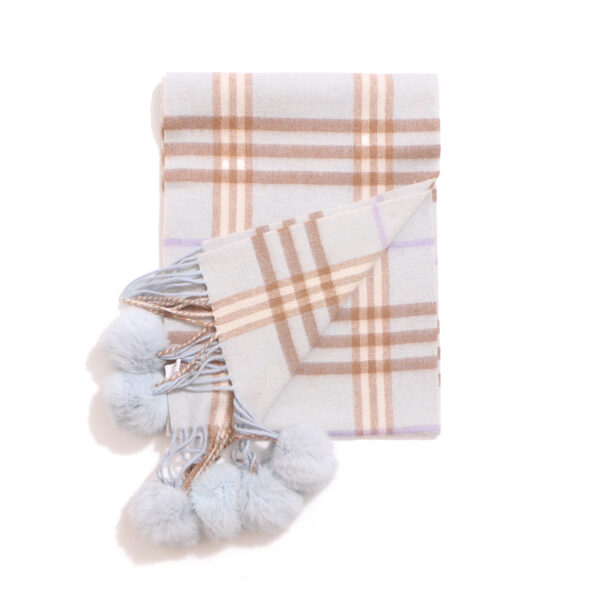 TARTAN SCARF WITH RABBIT FUR - Image 2