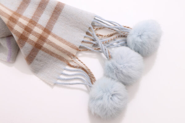 TARTAN SCARF WITH RABBIT FUR - Image 4