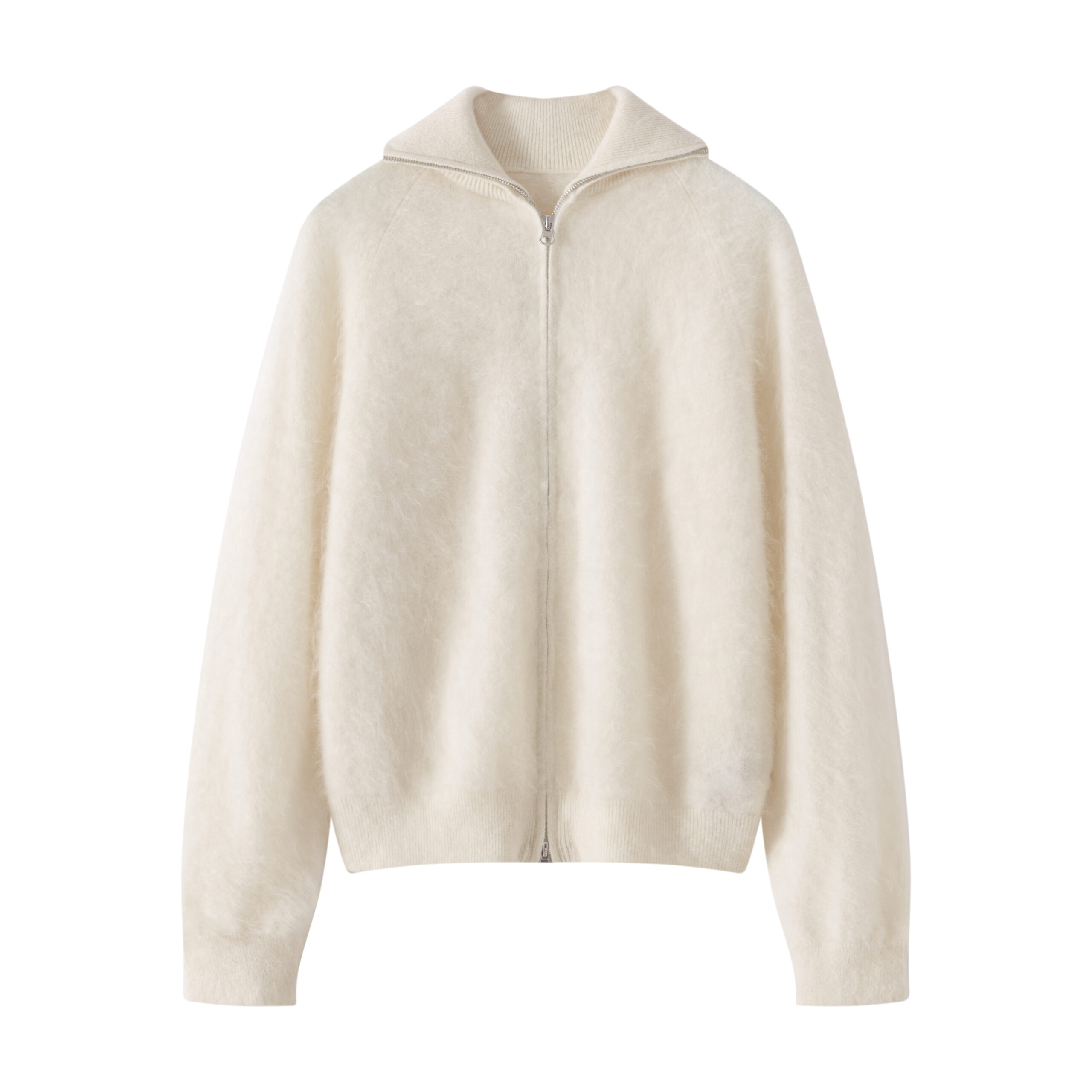 BRUSHED ZIPPER CARDIGAN